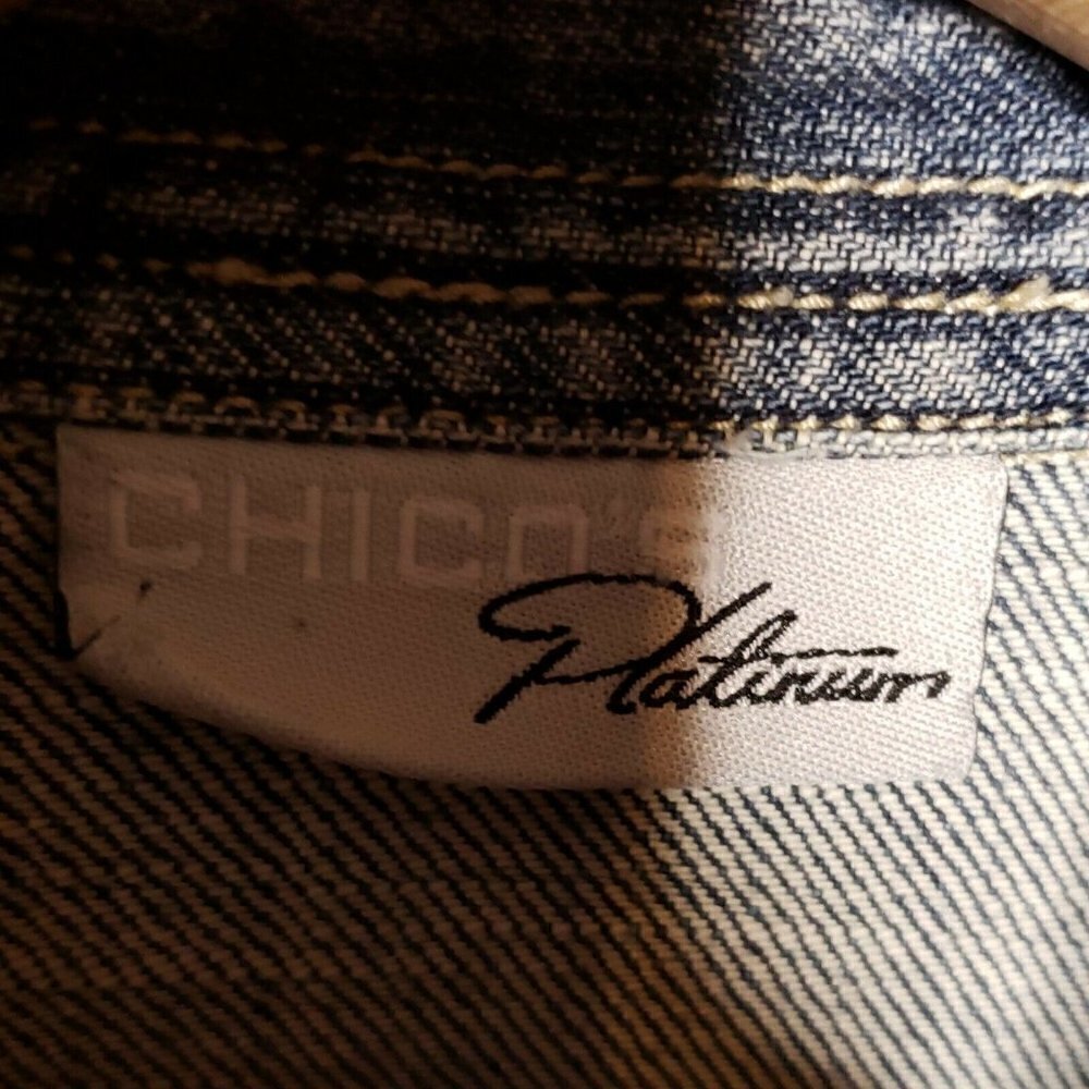 Chico's Platinum Womens Blue Denim Jacket Small - Picture 5 of 7